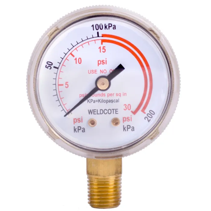 Weldcote Gauge 2" X 30 Psi Red Line