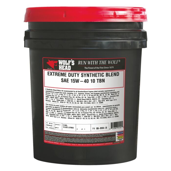 Wolfs Head Wolf fts Head 836-99104-25 5 gal Drum Extreme Duty Motor Oil