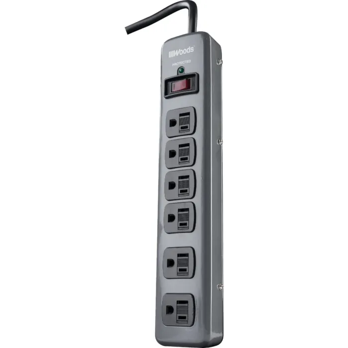 Southwire Woods 6-Outlet 900J Dark Gray Surge Protector Strip with 3 Ft. Cord