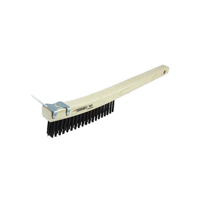 Weiler Hand Wire Scratch Brush w/ Curved Handle & Scraper