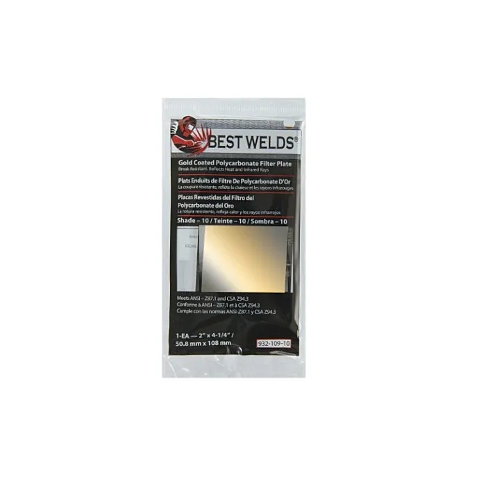 Best Welds® 2 x 4-1/4 in Polycarbonate Shade 10 Rectangular Filter Plate