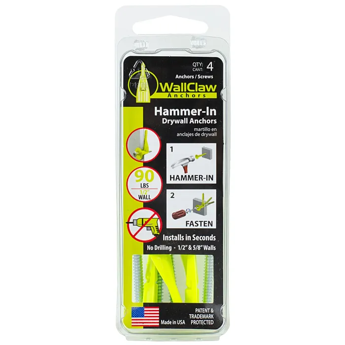 WallClaw Anchors Wall-Claw Drywall Anchor (Green - 4 pk) #8 x 1-1/4 in.