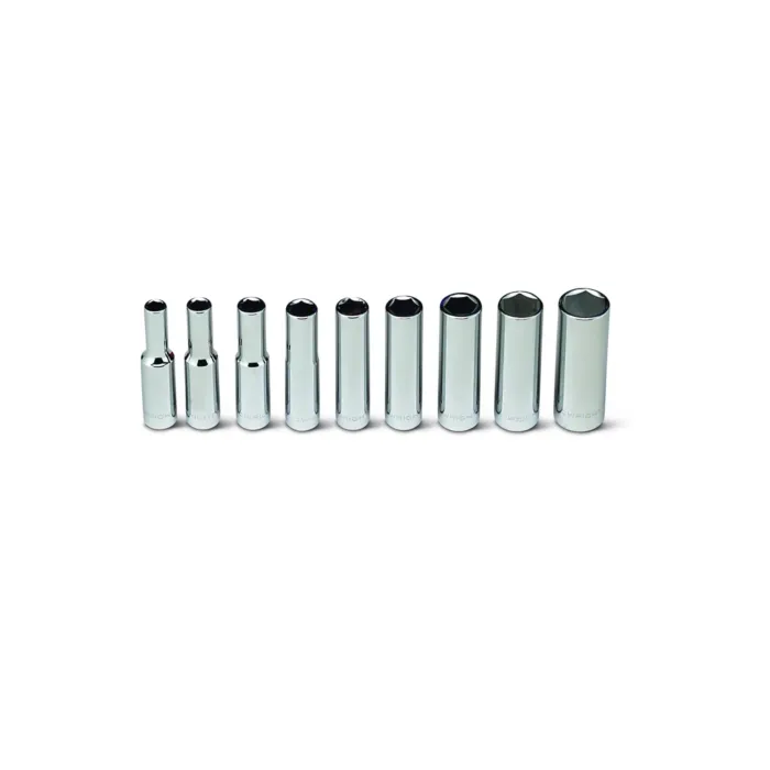 Wright Tool 1/4" Drive 9 Piece Set - 6 Point Deep Sockets, 3/16" - 1/2"