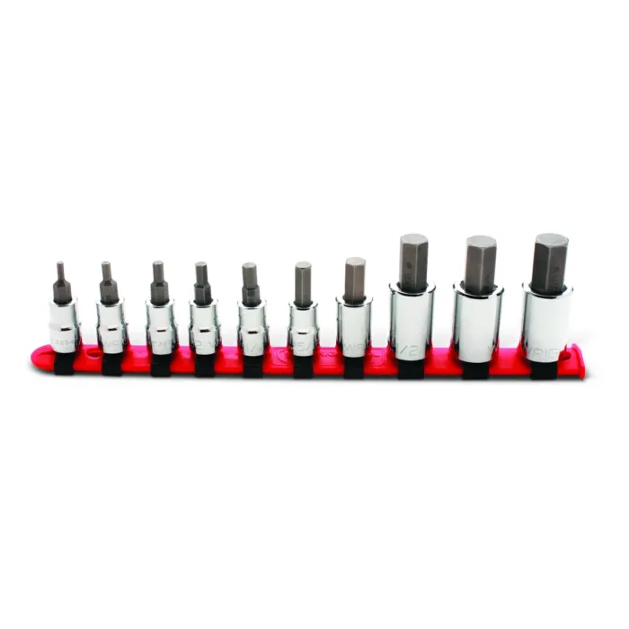 Wright Tool 3/8" & 1/2" Drive 10 Piece Set - Hex Bit Sockets w/Standard Bit, 1/8" - 5/8"
