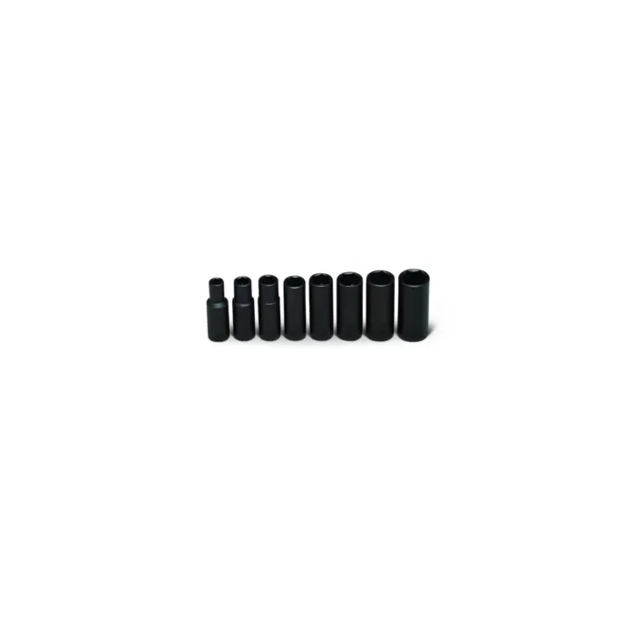 Wright Tool 3/8" Drive 8 Piece Set - 6 Point Deep Impact Sockets, 5/16" - 3/4"