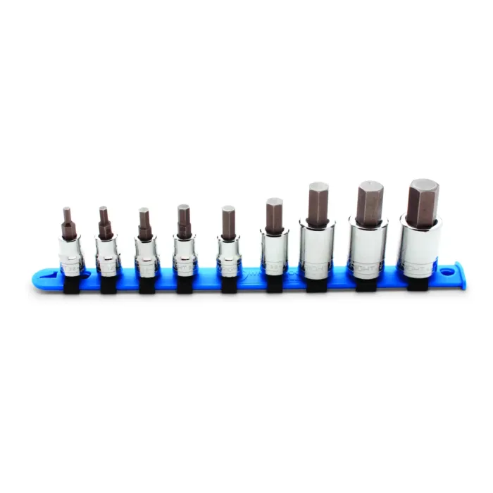 Wright Tool 3/8" & 1/2" Drive 9 Piece Set - Hex Bit Sockets w/Standard Metric Bit, 4mm -17mm