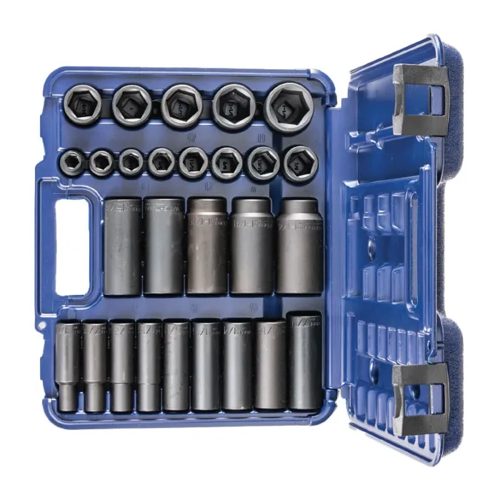 Wright Tool Sets 407 & 415 in Blow Mold Case - 1/2" Drive SAE Standard & Deep
