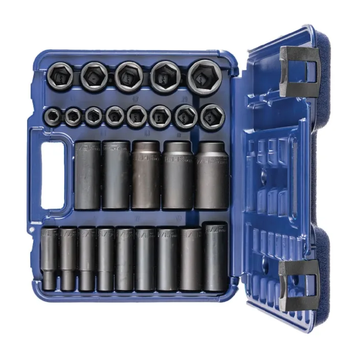 Wright Tool Sets 466 & 467 in Blow Mold Case - 1/2" Drive Metric Standard & Deep