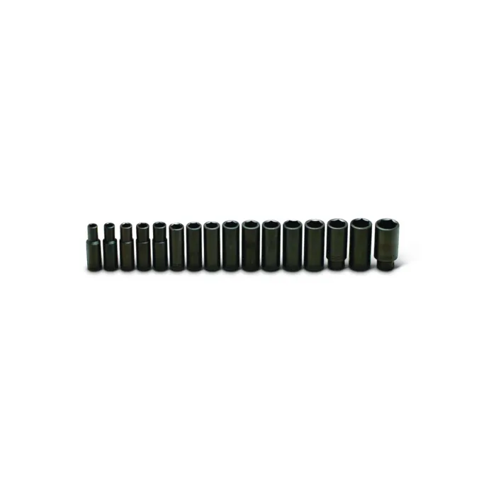 Wright Tool 1/2" Drive 16 Piece Set - 6 Point Deep Metric Impact Sockets, 10mm - 27mm