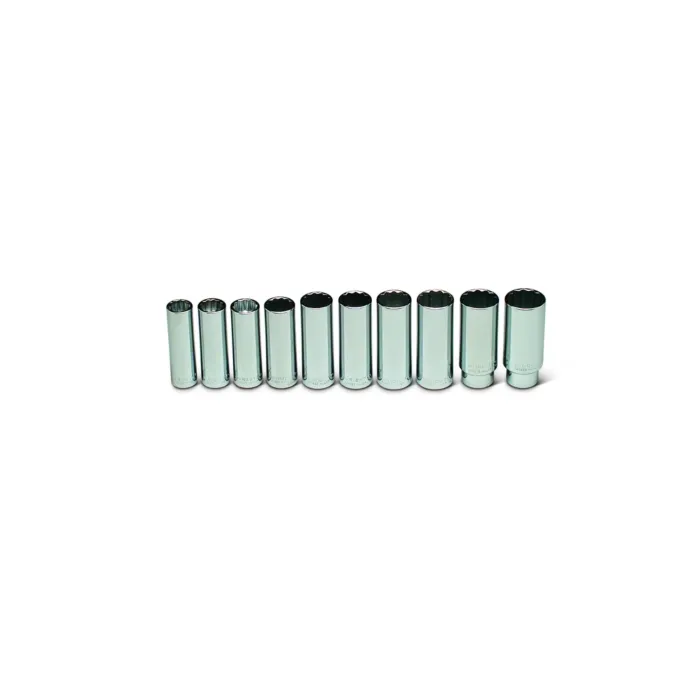 Wright Tool 1/2" Drive 10 Piece Set - 12 Point Deep Metric Sockets, 16mm - 26mm