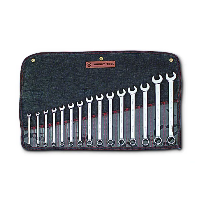 Wright Tool Combination Wrench WRIGHTGRIP® 2.0 12 Point Full Polish Set (15pc) 7mm - 22mm