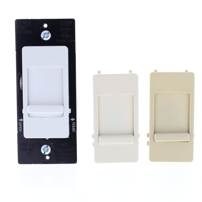 Pass & Seymour Wide Slide Series CFL/LED/Incandescent Single Pole/3-Way Slide Dimmer, Non-Preset, Tri-Color