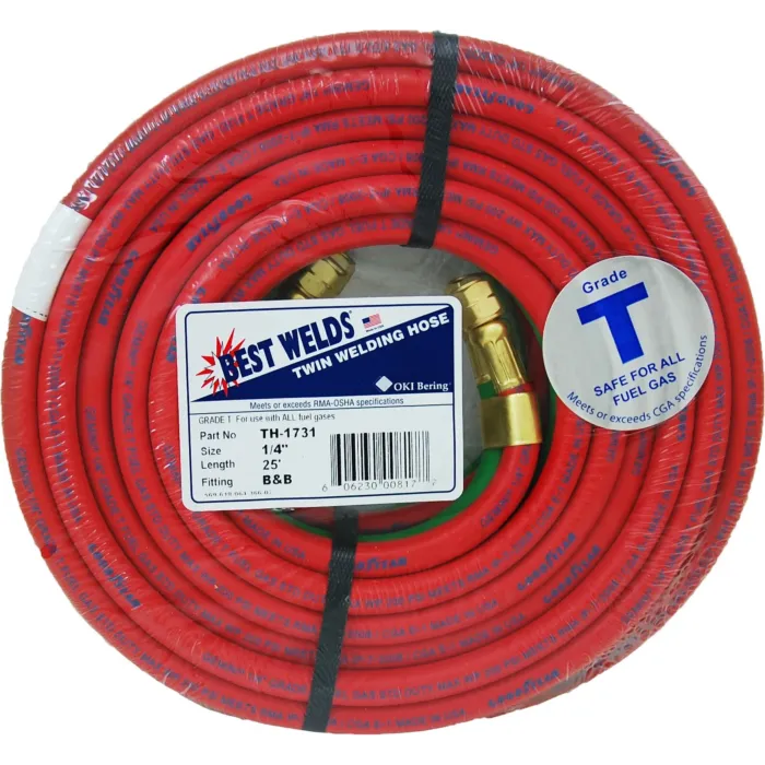 Weldcote Twin Hose Grade T 1/4 X 25' Bb Fittings