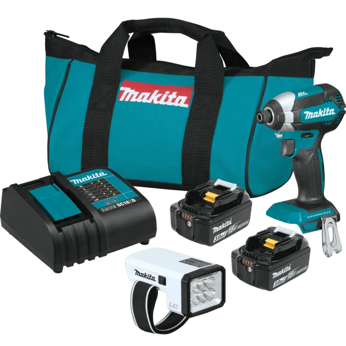 Makita 18V LXT® Lithium‑Ion Brushless Cordless Impact Driver Kit w/ L.E.D Flashlight & 2 Batteries