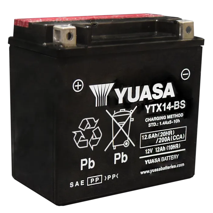 Yuasa Battery, Inc Yuasa YTX14-BS 12 V 12 Ah at 10 hr 1.4 A AGM Motorcycle Battery