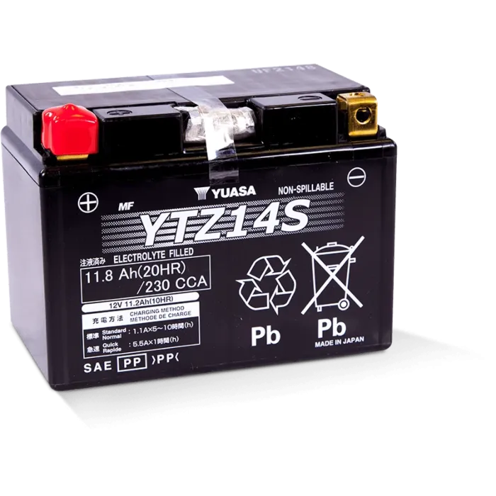 Yuasa Battery, Inc Yuasa YTZ14S 12 V 11.2 Ah at 10 hr 1.1 A High Performance AGM Motorcycle Battery