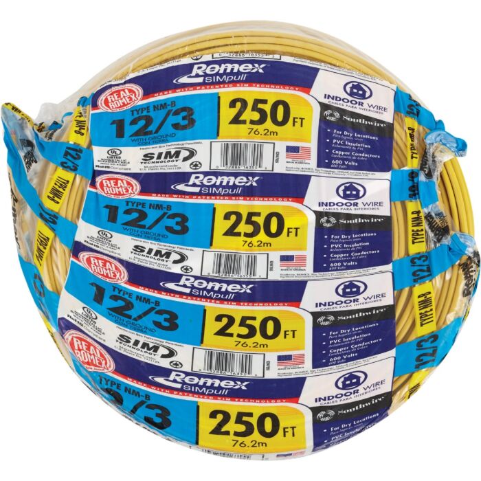 Southwire Romex 250 ft 12/3 NM-B Electrical Wire