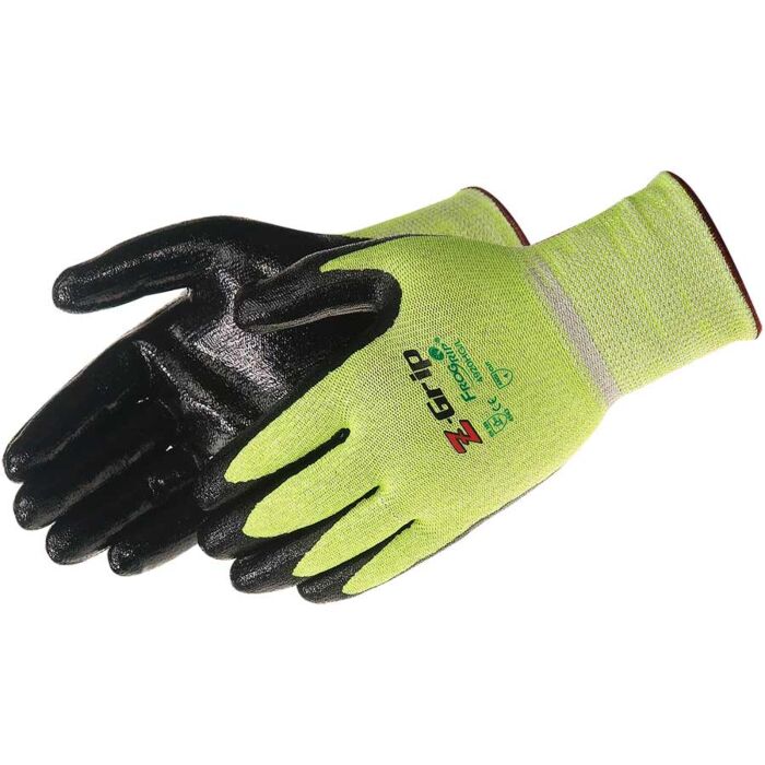 Z-Grip M Engineered Yarn Shell Black/Hi-Vis Green Non-Slip Minimal Lint &  Breathable Cut Resistant Gloves