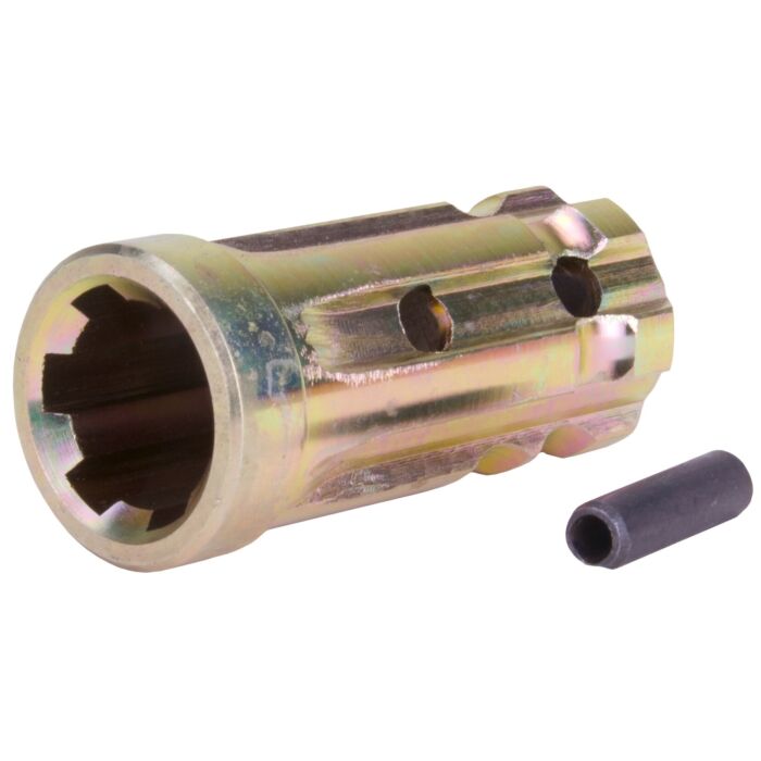 Double HH 1-1/8 x 6 Female Spline 1-3/8 x 6 Male Spline Yellow Zinc Plated/BlackOxide PTO Adapter