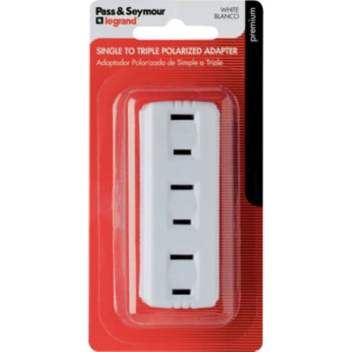 Pass & Seymour Legrand 63WBPCC5 Plug In Adapter, 2-Pole, 15 A, 125 V, White