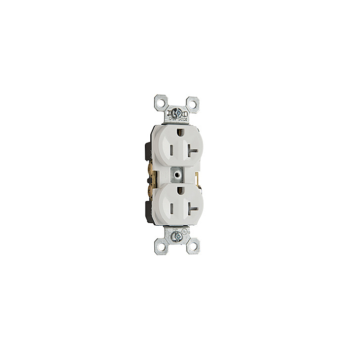Pass & Seymour 20A 125V Specification Grade Tamper-Resistant Duplex Receptacle, Back and Side Wire, Ivory
