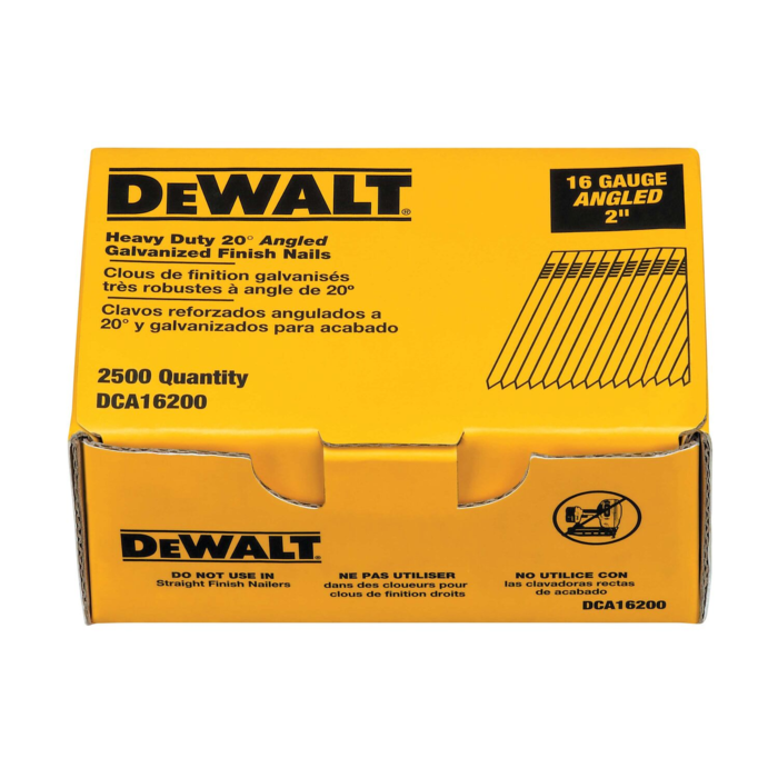 DEWALT Finish Nails, 20-Degree, 2-Inch, 16Ga, 2500-Pack