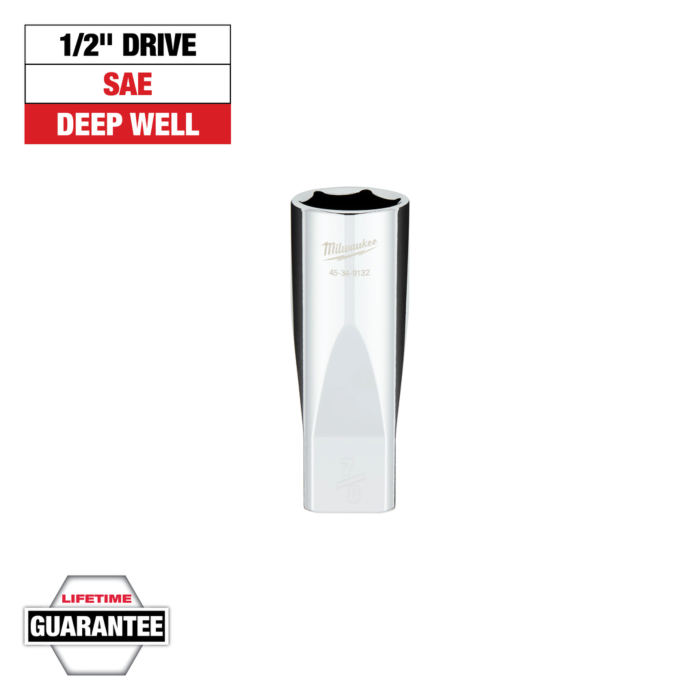 Milwaukee 1/2" Drive 7/8" SAE 6-Point Deep Socket with FOUR FLAT™ Sides