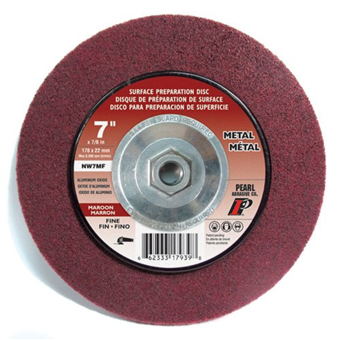 Aluminum Oxide Surface Preparation - 7 x 7/8 AO Maroon Surface Preparation Wheel, Fine Grit