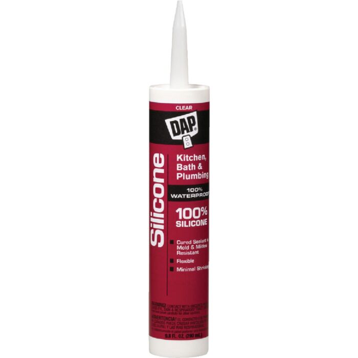 DAP 100% Silicone Kitchen, Bath, & Plumbing Sealant (Clear) 9.8 oz