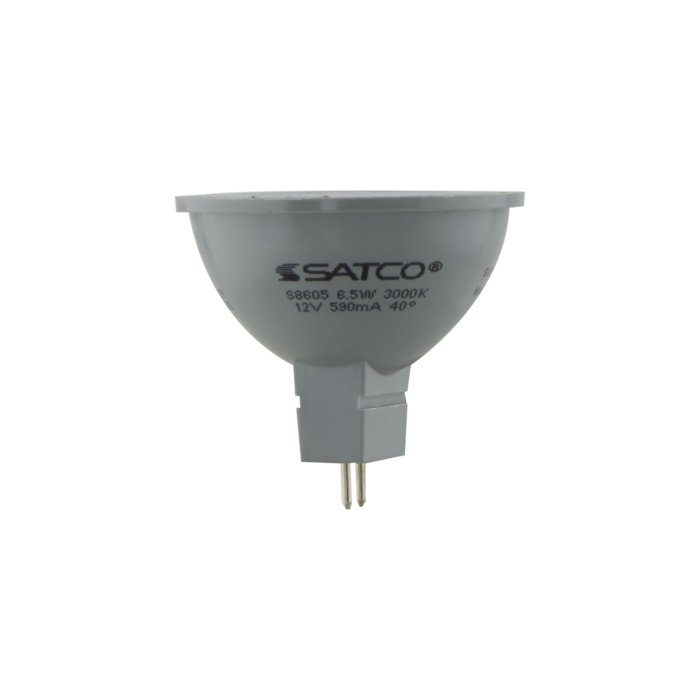 Satco 6.5 Watt - LED MR16 - 3000K - 40 deg. Beam Angle - GU5.3 base - 12 Volt AC/DC - Carded