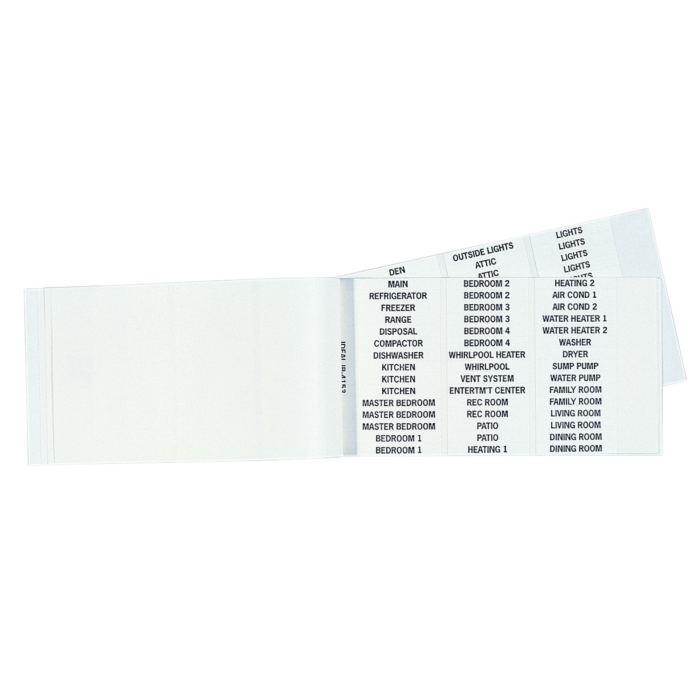 Wire Marker Booklet, Assorted Load Center Legends