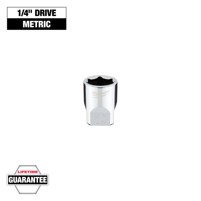 Milwaukee 1/4" Drive 14mm Metric Socket with FOUR FLAT™ Sides