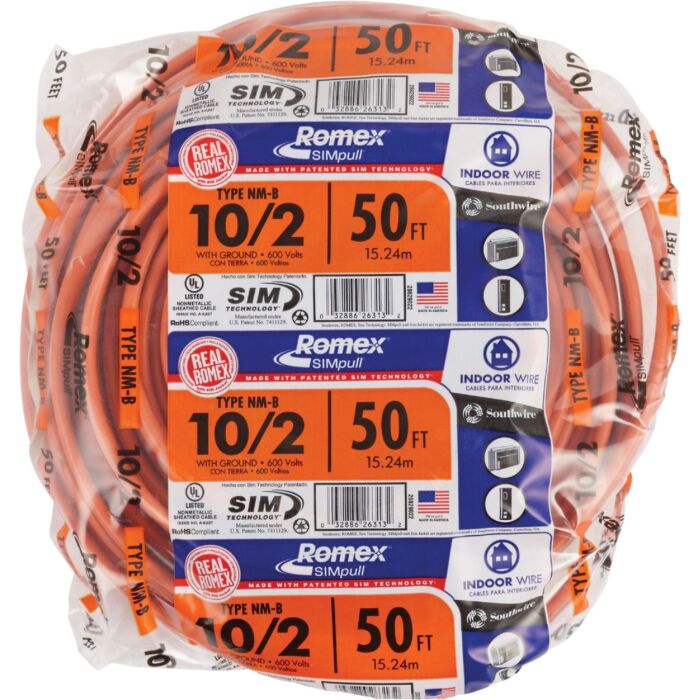 Southwire Romex 50 ft 10/2 NM-B Electrical Wire