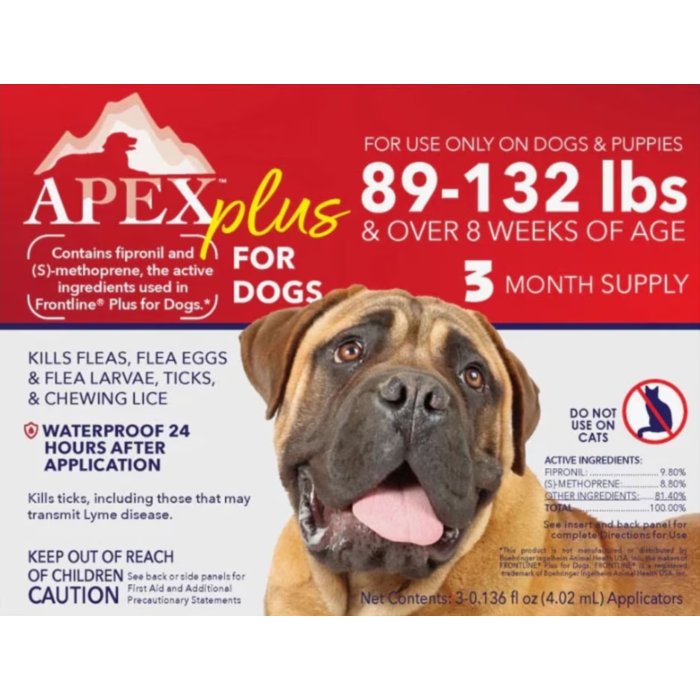Apex Plus Flea & Tick Killer for Dogs 89-132lb