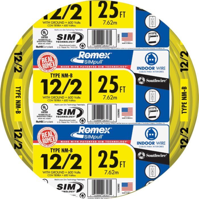 Romex 25 ft 12/2 NM-B Electrical Wire