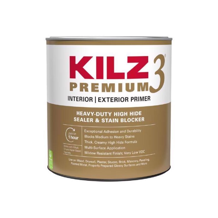 Kilz 3 Premium Water-Based Stain-Blocking Primer (Flat - White) 1 qt.