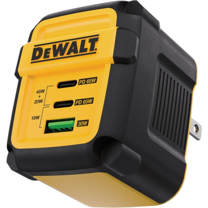 DEWALT Wall Charger 65W 3-Port GaN PPS PD