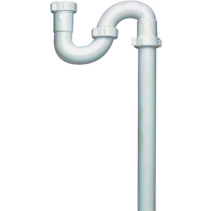 Plumb Pak PP66-3W S-Trap, 1-1/2 in, Slip, Plastic, White