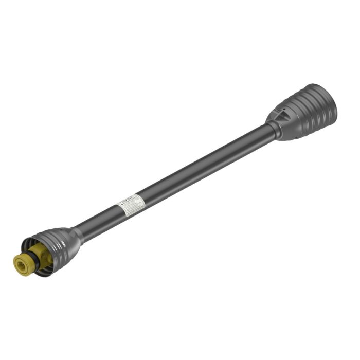 Weasler AB4 series profile PTO drive shaft with a 1 3/8-6 spline spring-lok tractor connection and round pin implement connection