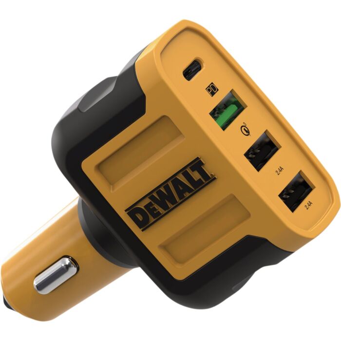 DEWALT Car Charger 62W 4-Port Mobile USB PD w/ 6 ft cord