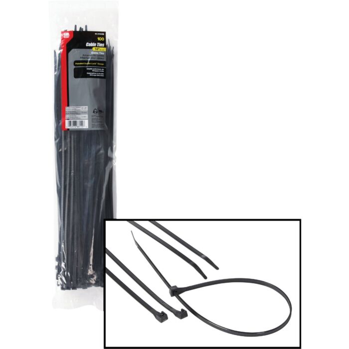 Gardner Bender 14" 50lb UV Black Cable Tie, 100pk