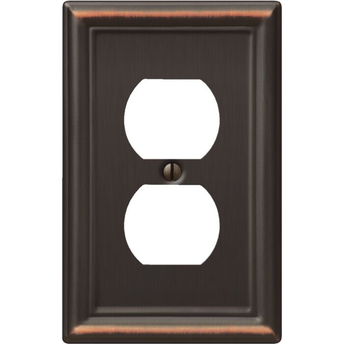 Amerelle Chelsea 1-Gang Steel Duplex Opening Wall Plate (Aged Bronze)