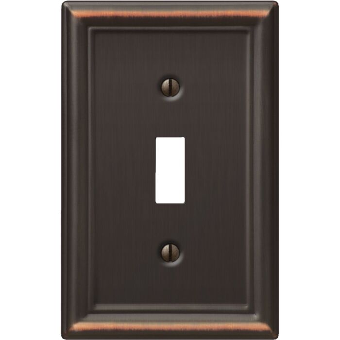 Amerelle Chelsea 1-Gang Steel Toggle Opening Wall Plate (Aged Bronze)