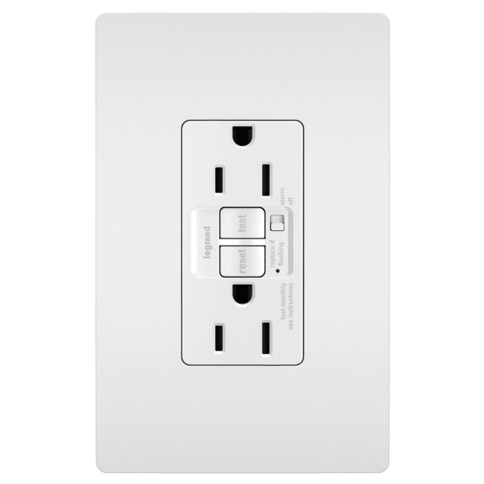 Pass & Seymour radiant® Tamper-Resistant 15A Duplex Self-Test GFCI Receptacles with Audible Alarm and SafeLock® Protection, White