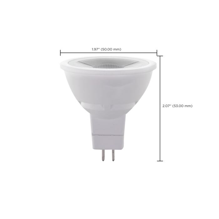 Satco 7 Watt MR16 LED - GU5.3 base - 3000K - 12 Volt - 40 deg. Beam Angle - 2-Card