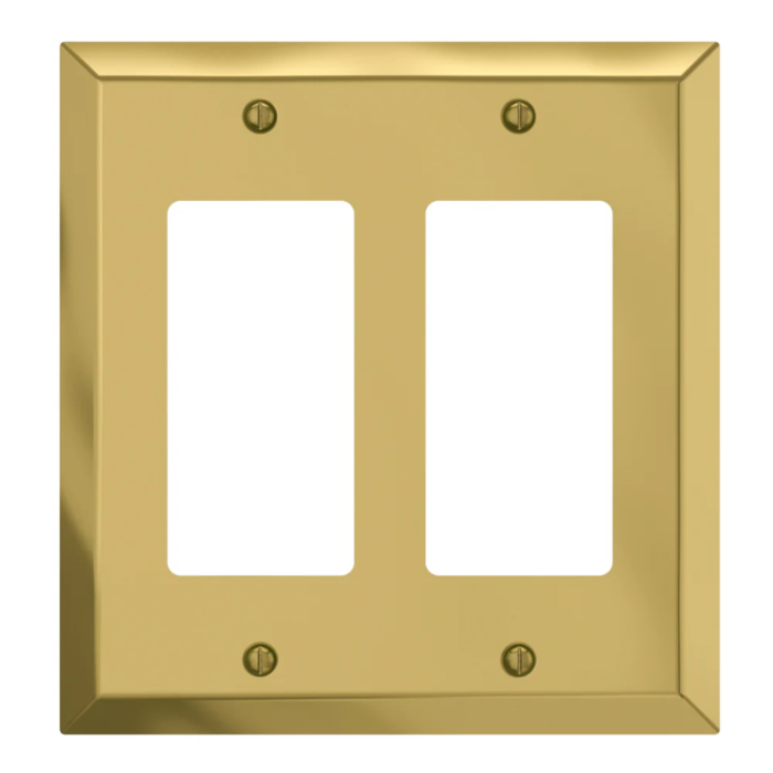 Amerelle 2-Gang Steel 2-Decorator Opening Wall Plate (Polished Brass)