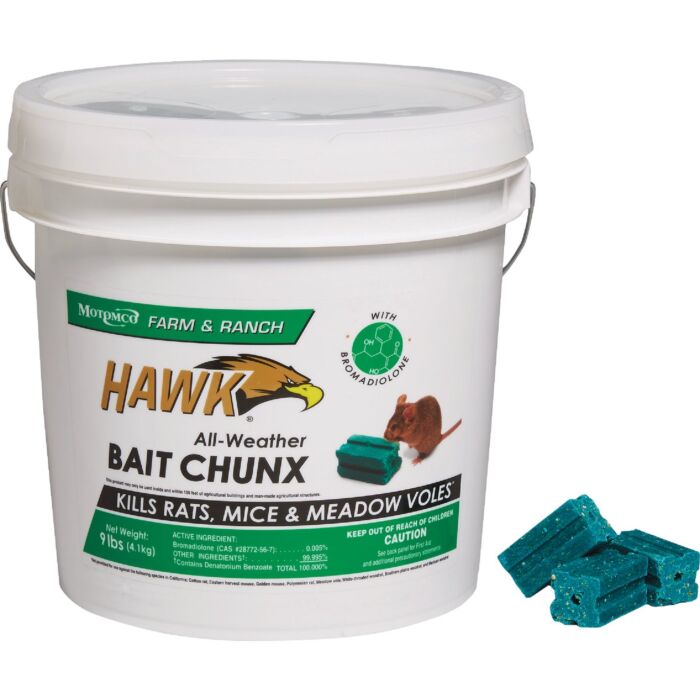 Hawk 9 Lb. All-Weather Rats, Mice, & Meadow Voles Bait Chunx