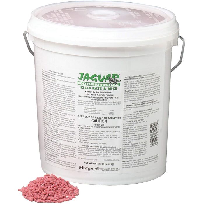 Jaguar Motomco Jaguar® 31402 Red 12 lb Pail Rodenticide Pelleted Bait