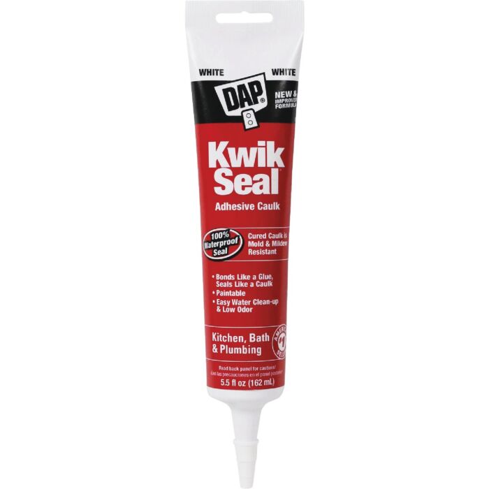 DAP Kwik Seal Kitchen & Bath Adhesive Caulk (White) 5.5 oz