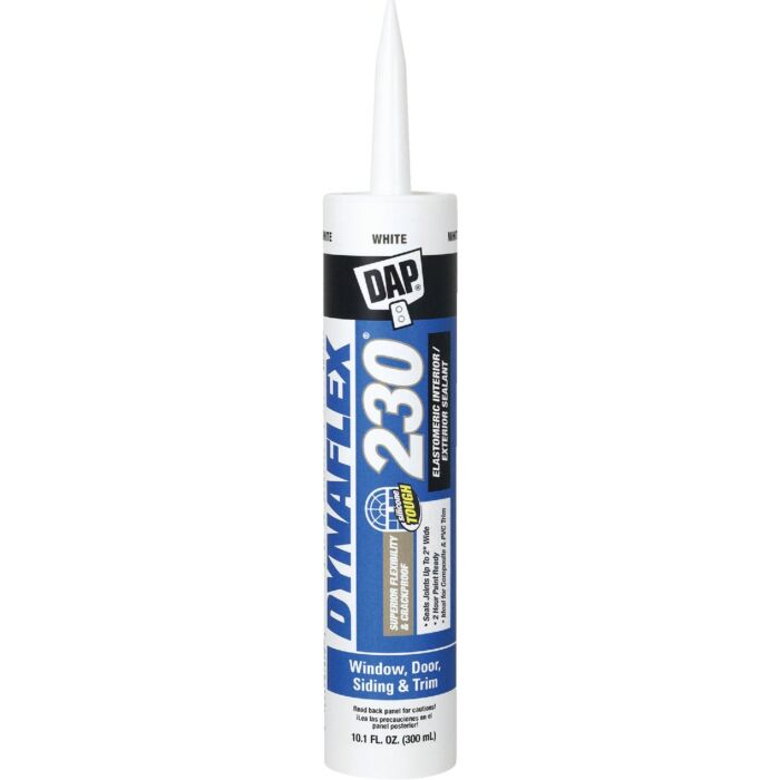 DAP Dynaflex 230 Waterproof Window, Door, Siding & Trim Elastomeric Sealant (White) 10.1oz